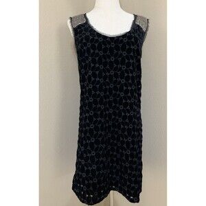 Free People Black Beaded Velvet Cocktail Party Dress‎ Sleeveless Size 8